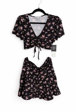 Floral Two-Piece Crop Top & Skirt Set
