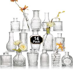 Mini Vases for Flowers, Small Vintage Glass Vase 