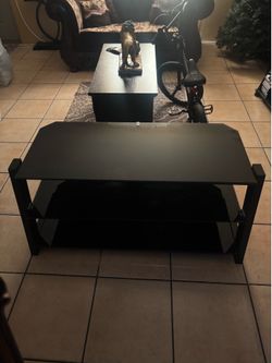 Modern Black Glass TV Stand / Media Console