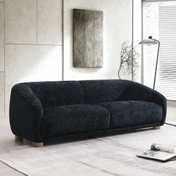 Brand New Super Plush Black Chenille Sofa