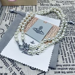 Brand new double-layer white pearl necklace