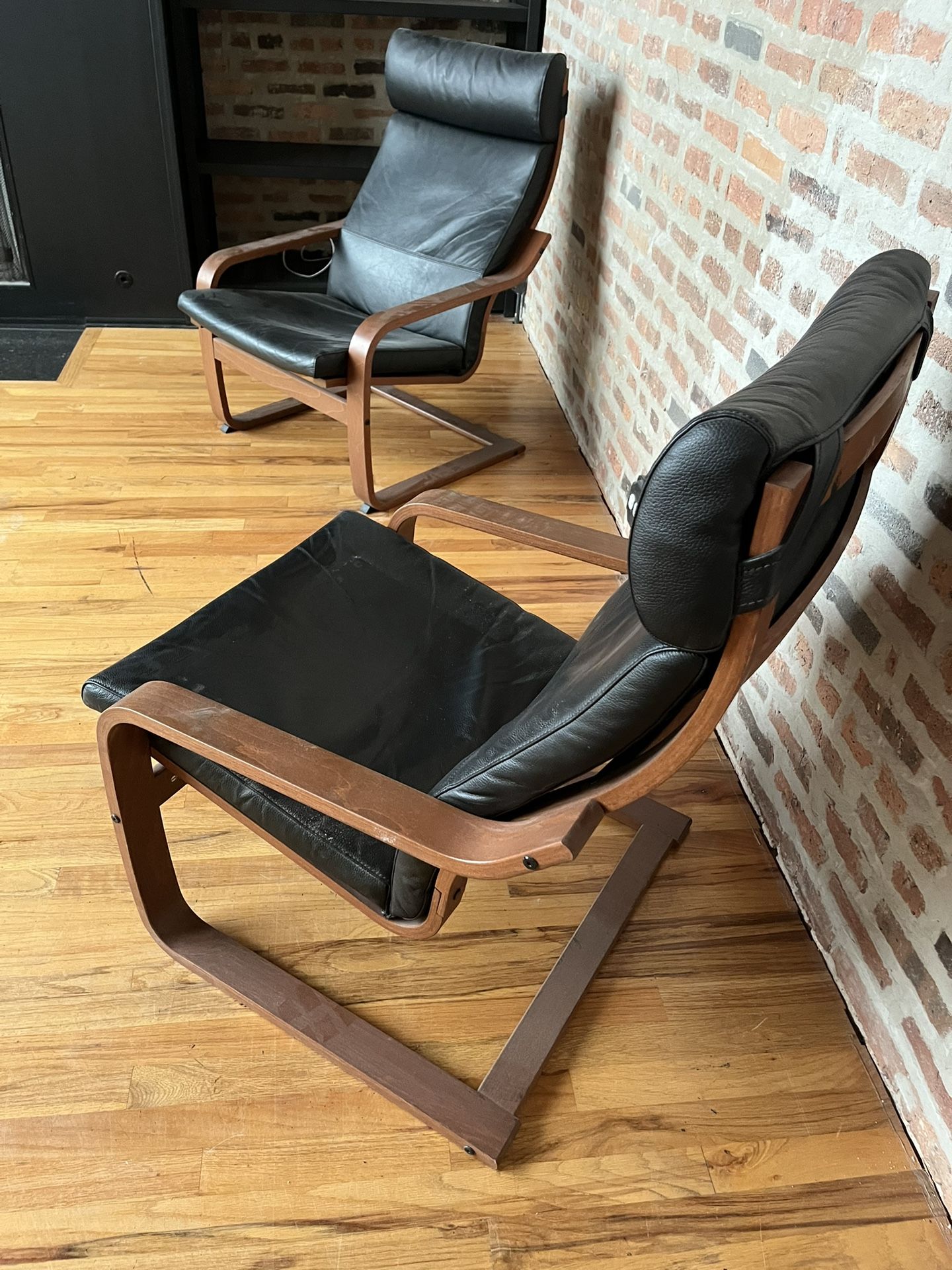 IKEA Black Leather Rocking Chairs