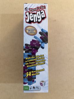 Jenga Throw 'n Go! – Colorful Wooden Stacking Game – New in Box