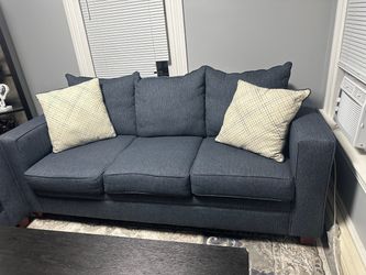 Navy blue loveseat and 3 seater