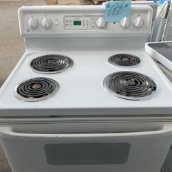 Ge Coil Top Stove Range Oven White Excellent 