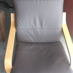 Lightly Used Dark Brown Leather IKEA Poang Chair