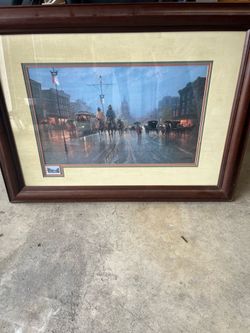 G. Harvey Signed & Numbered Limited Edition Print – “Streetcars Along the Avenue”
