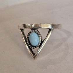 TURQUOISE STAINLESS STEEL FOREVER WEAR NEW SIZE 7 GEOMETRIC RING