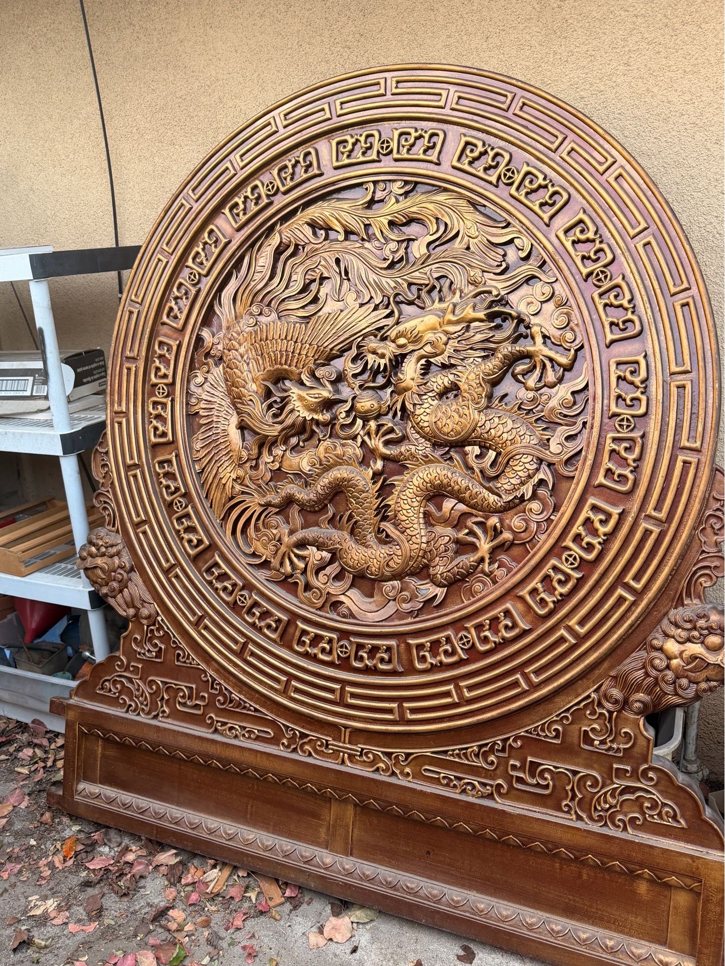 Dragon in Phoenix wood carving