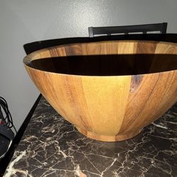Acacia Wood" and "Mid century modern style bowl