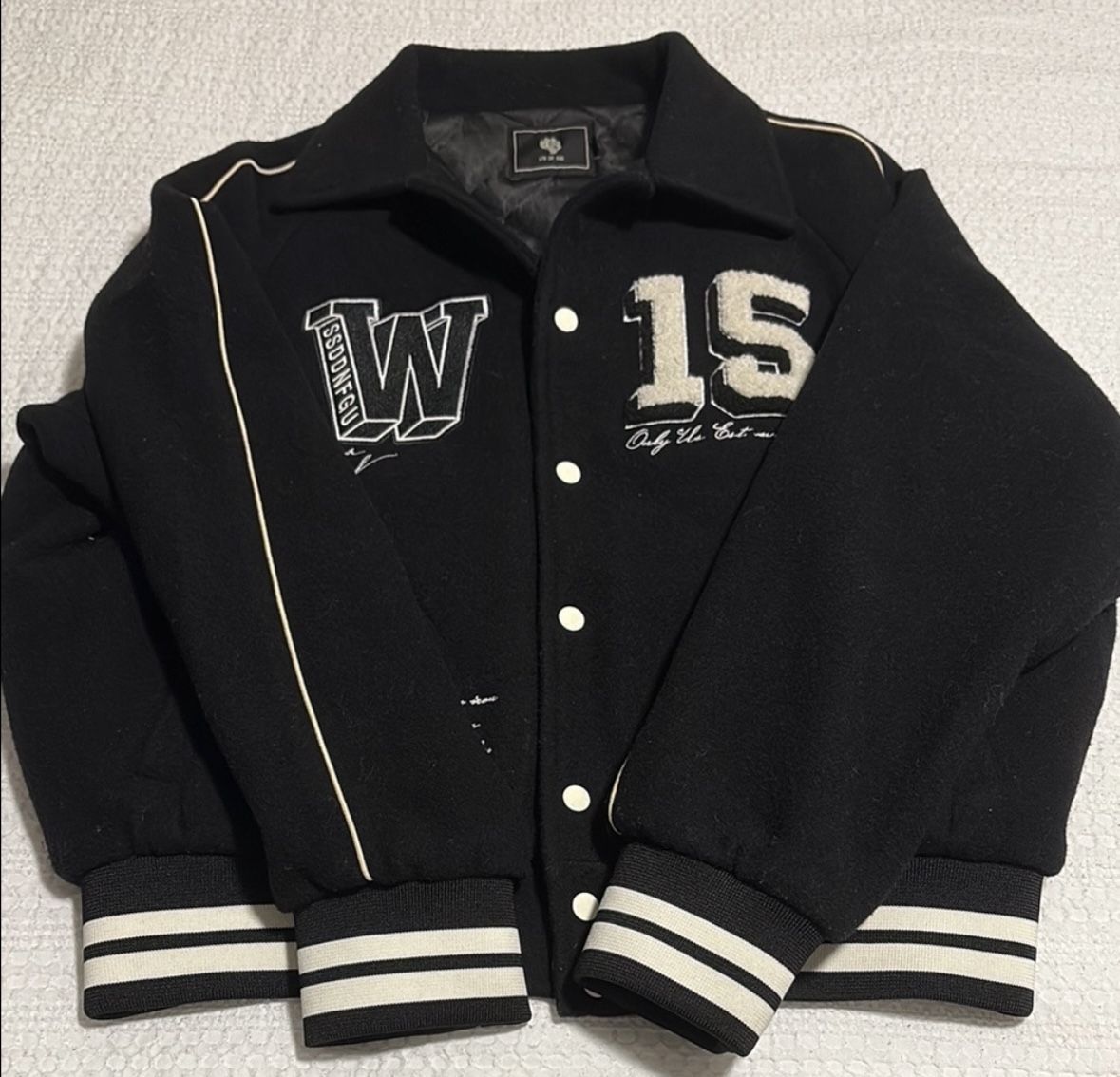 Black Varsity Jacket with White Accents