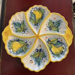 From Italy, Hand Made/ Hand Painted Ceramic sectional Dish