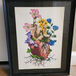 Floral Heart Anatomy With Frame