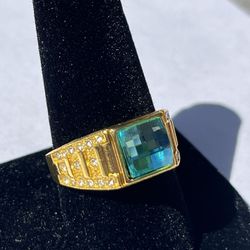 Gold And Aquamarine Ring 