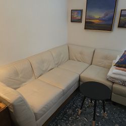 Cream Leather Sofa