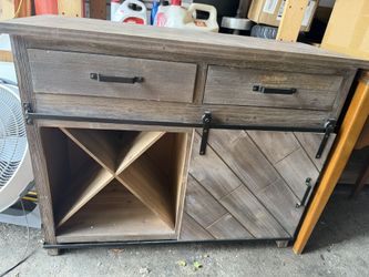 Gray Server Dining Side Table Cabinet