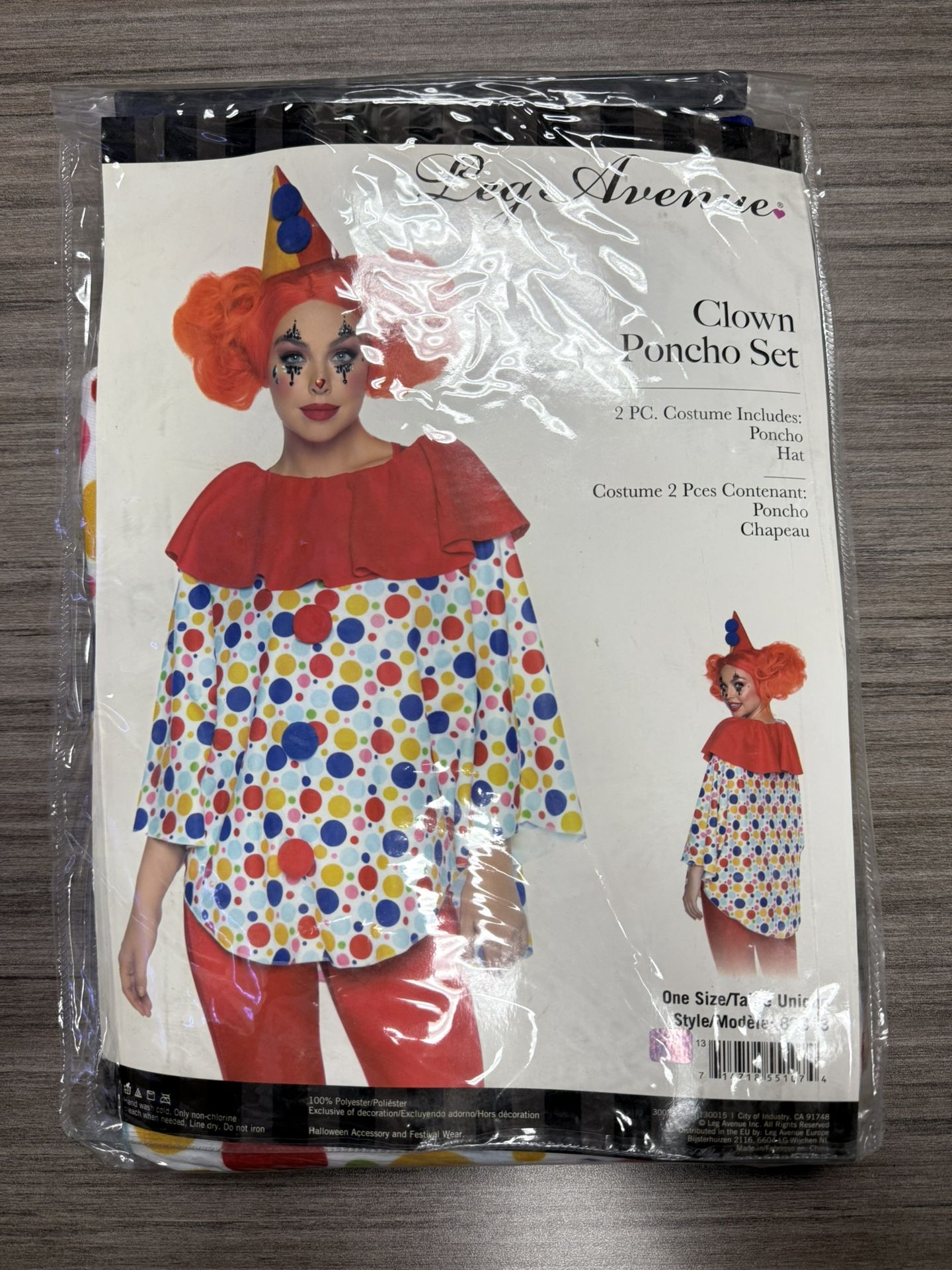 Clown Poncho Set Women’s Halloween Costume New