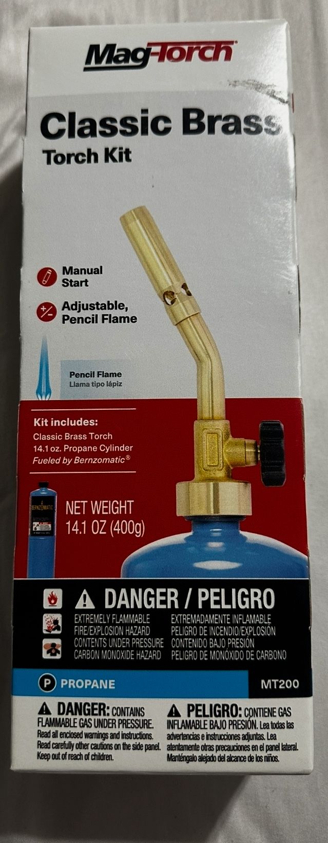 MagTorch Propane Torch Kit, 2-Piece Kit, Brass Pencil Tip and Propane Cylinder, Model# MT 200