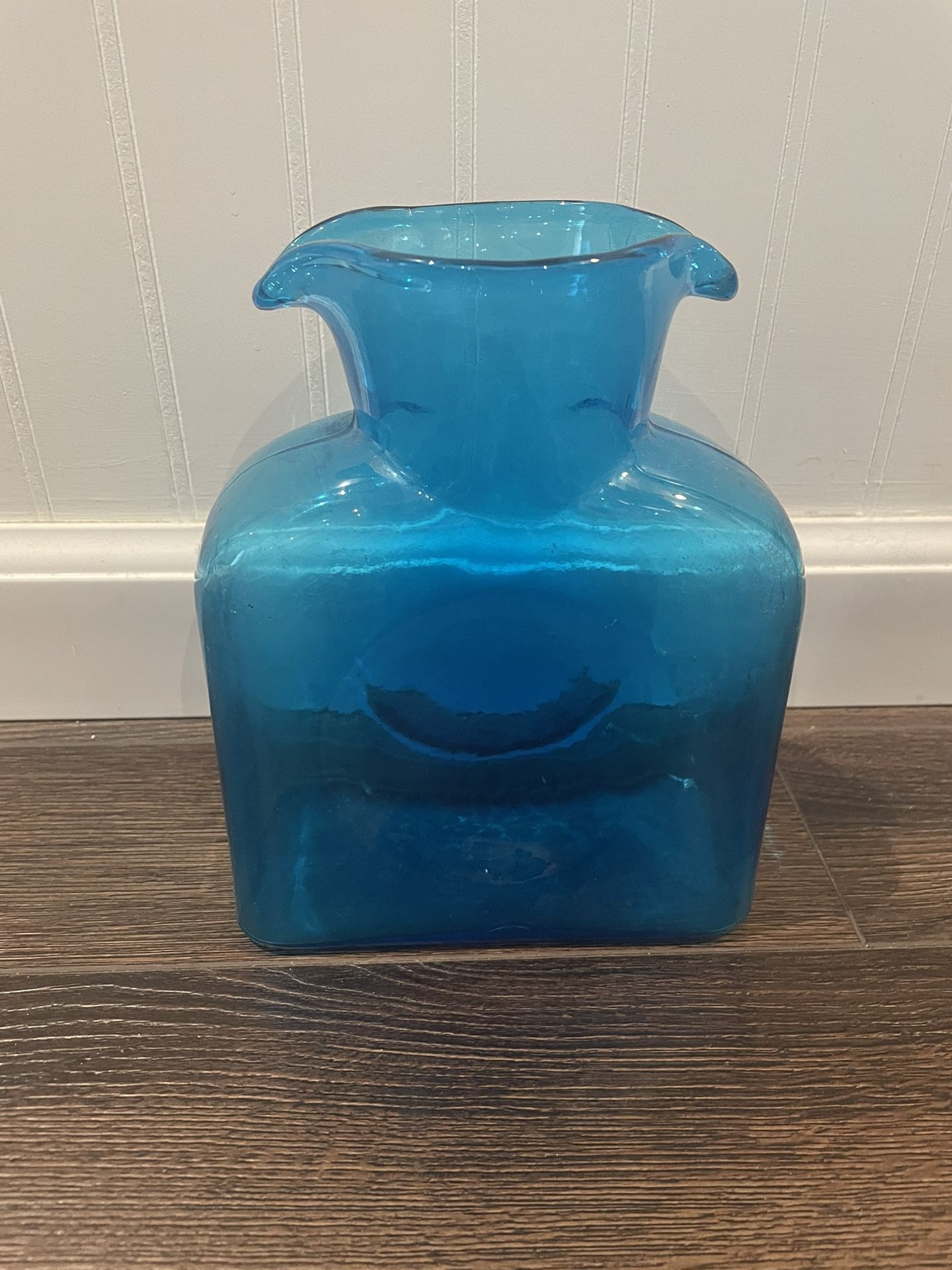 Blenko Turquoise Water Pitcher Double Spout