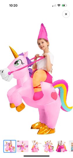 Kids Inflatable Halloween Costume Riding A Unicorn Set