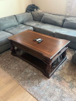 Dark Wood Carved Coffee Table