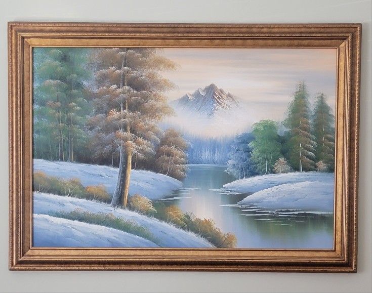 Large Framed Canvas Painting