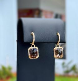14k yellow gold drop topaz 4.00CTW natural diamonds 0.20CTW earrings
