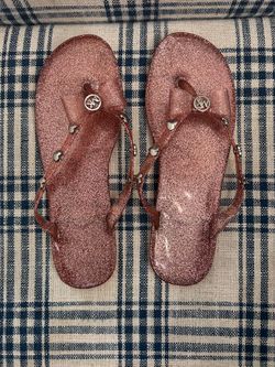 💕 Super Cute Pink Glitter Michael Kors Jelly Sandals – Size 6 💕