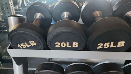 Single 15, 20,25 And 35lb Rubber Pro Style Dumbbells