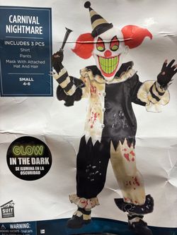 Kids Clown Costume with glow in the dark mask size 4-6