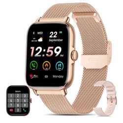 Da Fit Y22 Gold and Pink Smart Watches for Women/Men, Smart Watch for Android Phones and iPhone Compatible, Alexa Built-in, 1.7" Fitness Watches for W