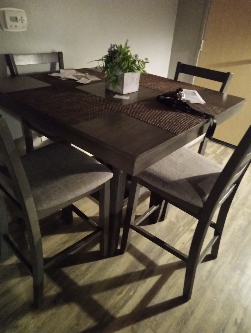 Dark Gray Counter Height Table With Chairs 