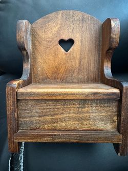Miniature Wooden Doll Chair with Heart Cutout