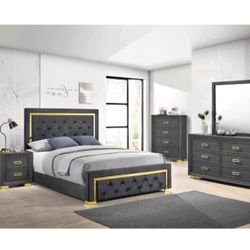 4- Pc Bedroom set Dresser,Mirror  Nightstand (1) Queen size bed frame  Not including Mattress and Box Sp