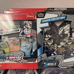 Pokemon Scarlet and Violet Black Bolt and White Flare Binder and Poster Collection Bundle