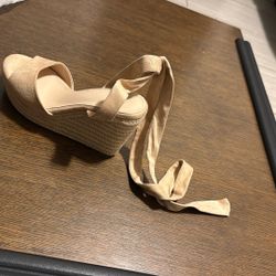 KHAKI WEDGES BRAND NEW 