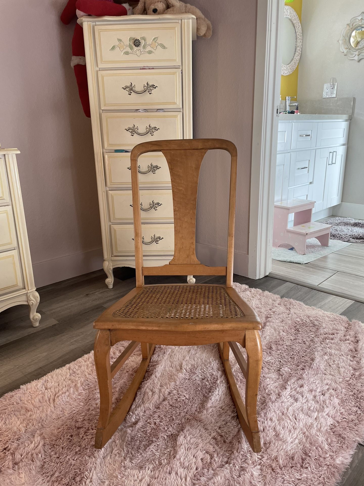 Solid Wood Cane Seat Rocking Chair 