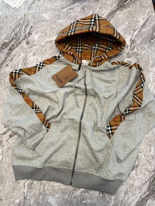 Burberry Black / Grey Zip Up Hoodie