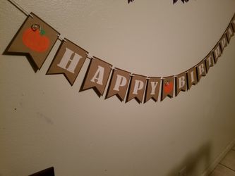 Pumpkin happy birthday banner- decorations