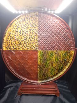 Large Round Decorative metal Wall Disc on Stand