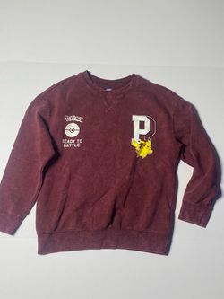 Pokémon “Ready to Battle” Pikachu Maroon Old Navy Sweater Youth Size Large 10-12