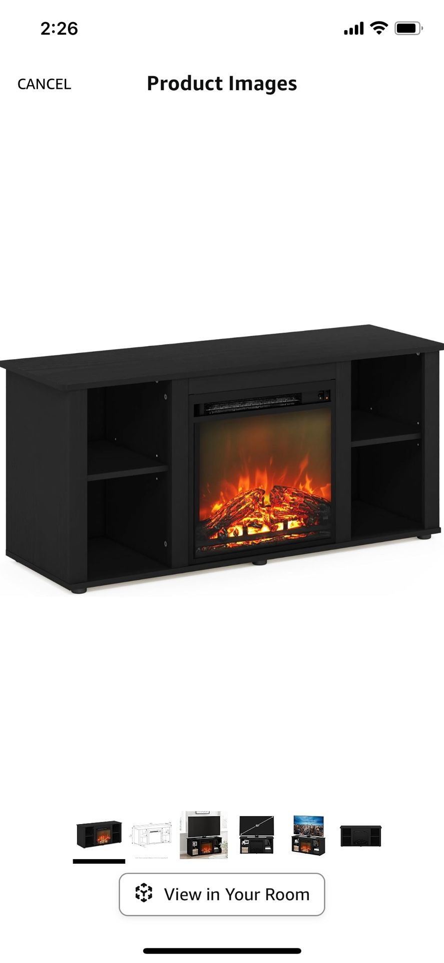 Furinno Jensen Entertainment Center Stand with Fireplace 