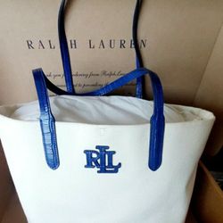 Lauren Ralph Lauren tote bag in canvas and leather
