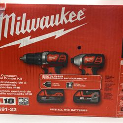 Milwaukee 2691-22 M18 18V Cordless Li-Ion Drill Driver / Impact Driver Combo Kit
