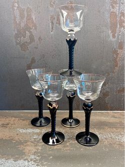 Gothic Black Crystal Ball Cocktail Venetian Glasses