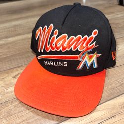 New Era 9Fifty Miami Marlins MLB Authentic Black & Orange Snapback Hat Cap M/L