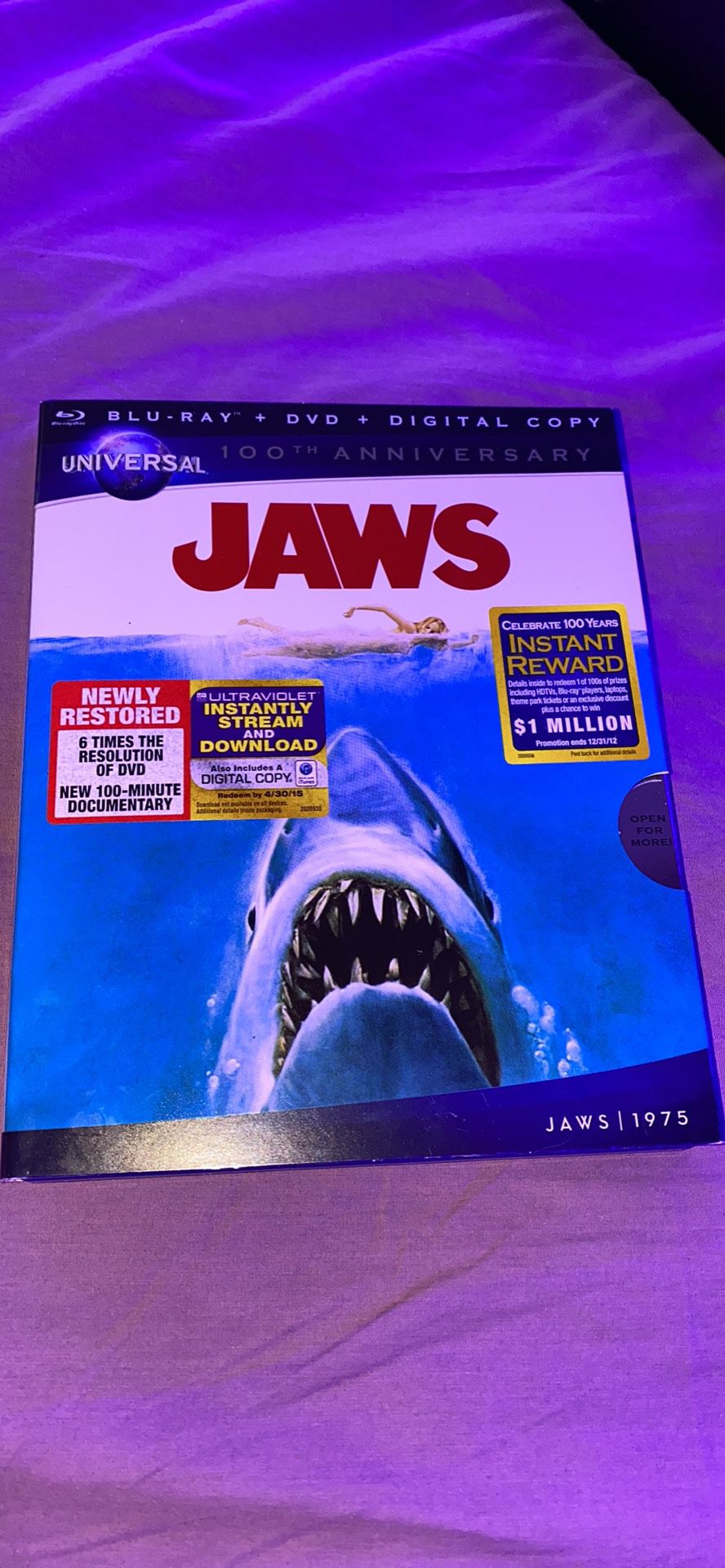 Jaws 100th anniversary BluRay DVD