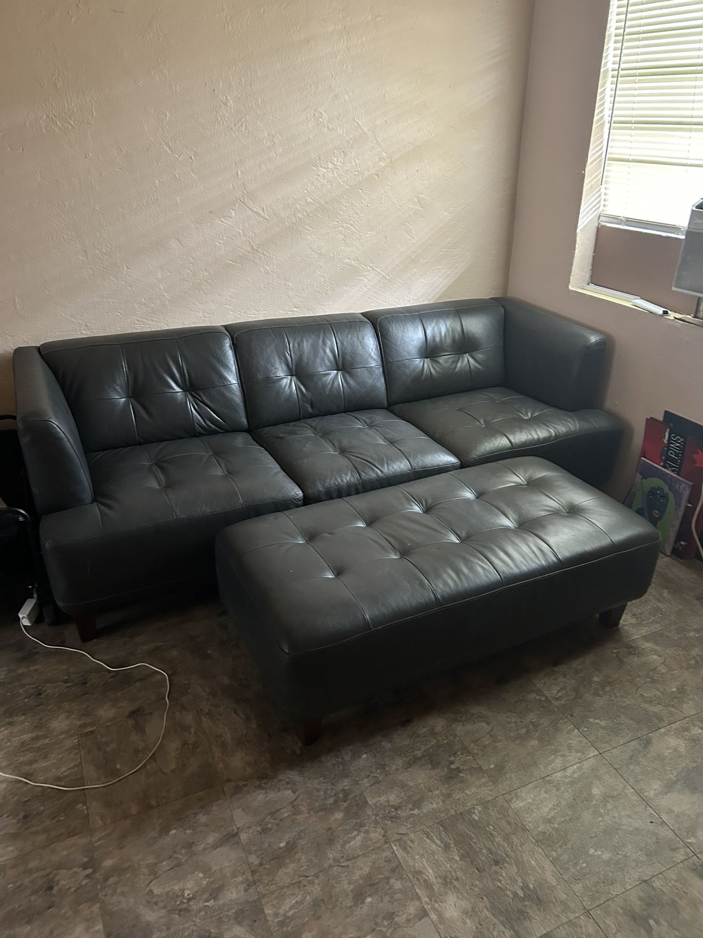 Leather Sofa With Ottoman