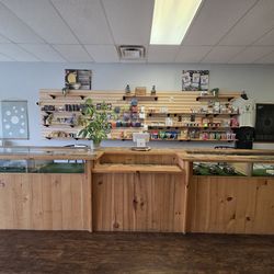 Solid Wood - Long Main Register Cabinet with Attaced Display Cases