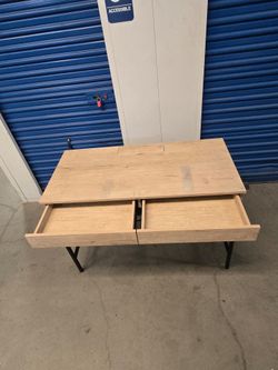 Solid Desk with plug and USB ports solid metal base